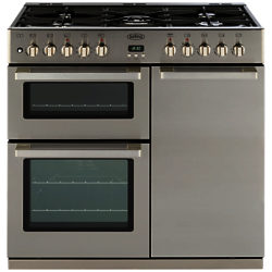 Belling DB4 Deluxe 90DFT MF Dual Fuel Range Cooker, Professional Stainless Steel